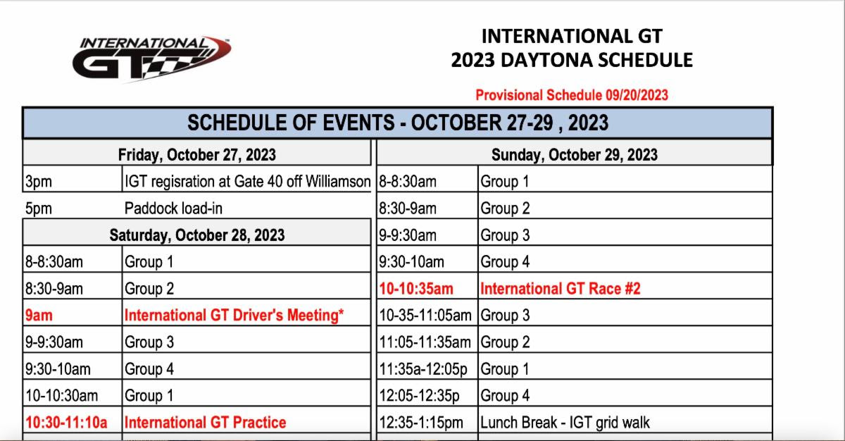 IGT schedule